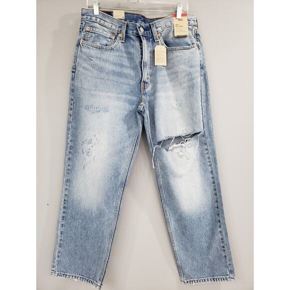 NEW - Mens Levi’s 550 Denim Jeans Relaxed Taper Sz 34 x 30 Distressed Blue - Picture 1 of 7